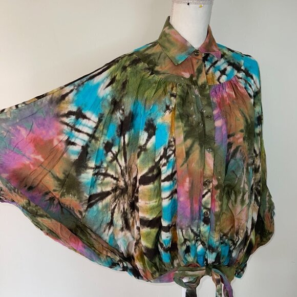 Tolani Collection Womens Tie Dye Print Top Multicolor Relaxed Fit Modal Size XXS - Picture 13 of 15